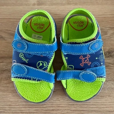 Sandalias Stride Rite Everett para niños pequeños talla 7M azul verde agua zapatos playa Foto 1 de 4