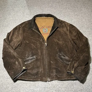 Vintage Gant Leather Montana Jacket Mens XL Brown Suede Lined Full Zip 90s - Picture 1 of 11
