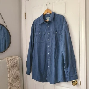 Vtg LL Bean Button Down Shirt Mens 2XL Tall Blue Outdoor Workwear Heavy Cotton - Picture 1 of 12