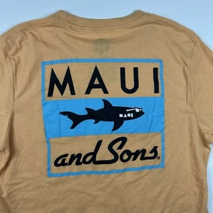Maui And Sons Men's Medium Pastel Orange T Shirt Great White Shark NEW - Picture 1 of 6