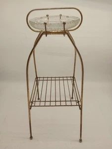 Vintage Mid Century Metal Smoking Stand Magazine Rack Atomic Age Cigar Ashtray - Picture 1 of 13