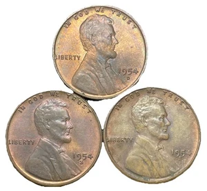 1954-D & (2) 1954-S Lincoln Wheat Cent Collection Lot Set #35632 - Picture 1 of 2
