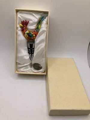 Пробка для винной бутылки венецианский муранский стеклянный петух ручной работы фермерский дом - Изображение 1 из 4