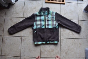 Kids Girls Youth North face Denali Jacket Small 7/8 Gray Plaid CUTE! Free Ship - Picture 1 of 6