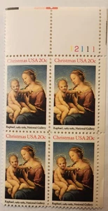 US Scott # 2063, Madonna & Child, Plate Block of (4) 1983 20¢ Stamps, MNH OG - Bild 1 von 2