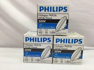 (3) Philips 50W 12V Wide Flood Light Bulb 50PAR36/WFL SEALED BEAM LAMP 820391 - Picture 1 of 5