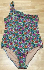 Crewcuts Tie Shoulder One Piece Swimsuit Youth Girls size 14 Floral Stretch Pool - Picture 1 of 12