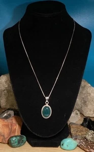 "Collar México 925 Esterlina Verde Oscuro Calcedonia Colgante Italia 18"" AN725-15" - Imagen 1 de 21