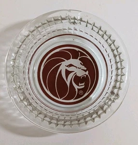 MGM Grand Hotel & Casino posacenere rotondo in vetro 4,25" logo Lio Las Vegas nuovo con scatola - Foto 1 di 4