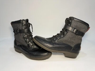 UGG KESEY BOTAS DE CUERO IMPERMEABLES PARA MUJER NEGRAS EE. UU. 8 / REINO UNIDO 6,5 / UE 39 / JP 25 Cremallera Foto 1 de 4