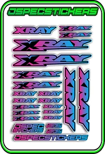 XRAY RC A5 STICKER SHEET NT1 T4 XB9 RX8 ELECTRIC NITRO DECALS R/C PINK BLUE B - Picture 1 of 7