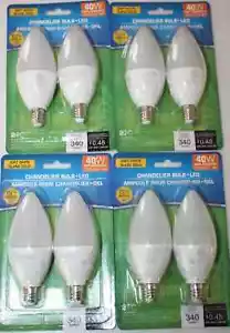 Intertek (8-bulbs) LED Chandelier 4 Watt (40W) B10 3000K Candelabra Light Bulbs - Picture 1 of 3