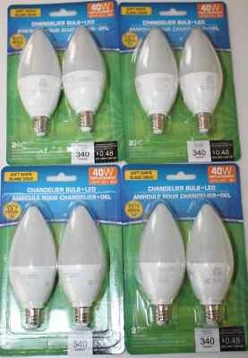 Intertek  (8-bulbs) LED Chandelier 4 Watt (40W) B10 3000K Candelabra Light Bulbs - Image 1 of 3