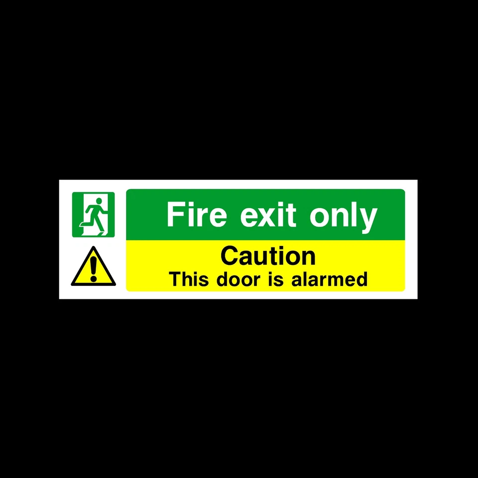 SAFETYSIGNS&STICKERS Fire Exit - Door Alarmed - Plastic Sign, Sticker - All Sizes/Materials - (EE25)
