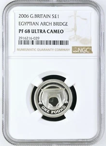 2006 Great Britain Silver £1 Egyptian Arch Bridge Proof NGC PF 68 - Picture 1 of 3