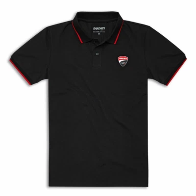 Camiseta Polo Ducati Corse DC Logo Manga Corta Negra Nueva 2025 Foto 1 de 2