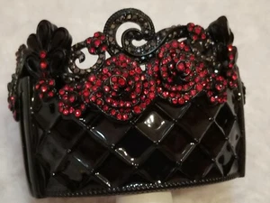 HEIDI DAUS "Love & Roses" (Black Enamel/Size LG.) Bracelet (Orig.$239.) - Picture 1 of 12