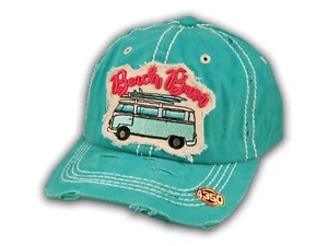 Turquoise Beach Bum Washed and Distressed Baseball Cap - Picture 1 of 4