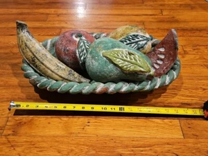 Vintage Mexican Terracotta Clay Pottery Bowl w/ 6 Piece Fruit Centerpiece - Picture 1 of 5