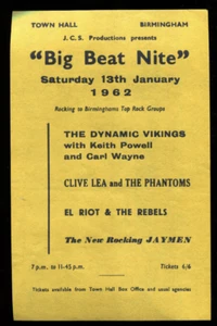 original UK'62 Gig Flyer : PHANTOMS / THE VIKINGS with CARL WAYNE ( pre- MOVE ) - Imagen 1 de 2