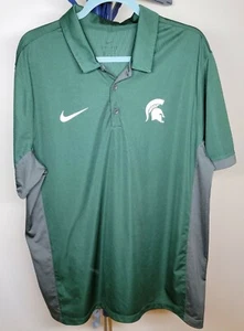 Nike Michigan State Spartans Dri-Fit Green Gray Polo Shirt Men's Size XL - Picture 1 of 5