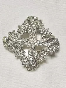 Vintage High End Crystal Pin Brooch Signed ORA 120 Rhinestones Silver Tone 1.75” - Picture 1 of 11