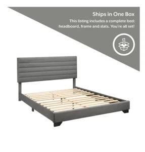 Revamp your bedroom with the Edie Upholstered Queen Horizontal Tuft Platform Bed - Picture 1 of 4