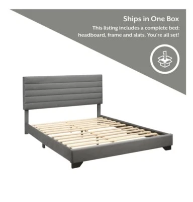 Revamp your bedroom with the Edie Upholstered Queen Horizontal Tuft Platform Bed - Image 1 of 4