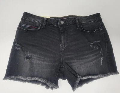 Tommy Hilfiger Women's Black Distressed Denim Cut Off Shorts Size 8 - Image 1 of 4