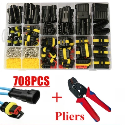 708Pcs Car Automotive Waterproof Electrical Wire Connector Plug 1-6 Pin Kit Set - Image 1 of 4