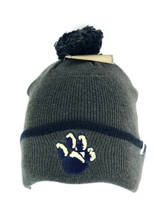 Paw Logo Dark Gray Navy Cuff and Pom Beanie Stocking Hat '47 - Picture 1 of 2