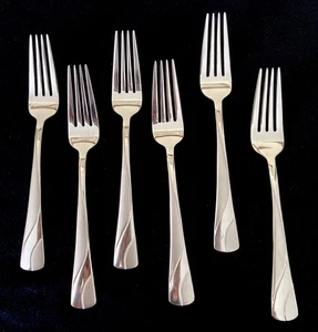 Set 6 Salatgabeln Oneida RIVER Edelstahl glänzend & satiniert Wirbel 7 1/8 Silberbesteck - Bild 1 von 4