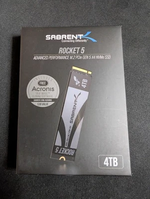 SABRENT Rocket 5 4TB Advanced Performance M.2 PCIe GEN 5 X4 NVMe SSD - Image 1 of 2