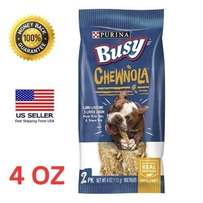 Purina Busy Chewnola Bone Beefhide Chews, Small and Medium Dog Treats 4Oz - Image 1 of 4