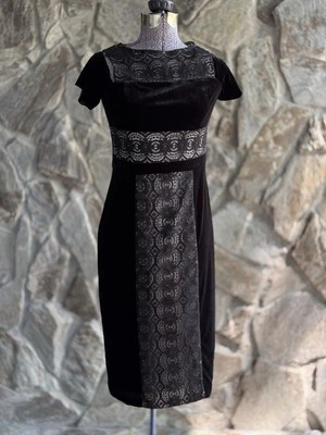 Vestido Maggy London Terciopelo Encaje Talla 4 Elegante Ropa de Noche Cóctel Boda Foto 1 de 4