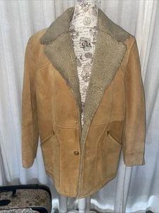 Vintage London Fog Brown Suede Coat With Sherpa Lining Men’s Size 42 Reg - Picture 1 of 14