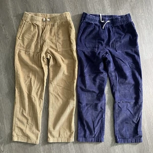 Crewcuts Corduroy Relaxed Fit Pull-On Pants Set Of 2 Kids Size 12 Beige Navy - Picture 1 of 8