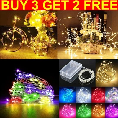 COLORLIFE-UK Fairy String Lights Battery Operated LED Copper Silver Wire Christmas Outdoor UK