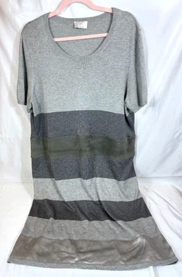 MARINA RINALDI VOYAGE Silk Cashmere & Goat Suede Midi Sheath Dress L / XL - Image 1 of 4