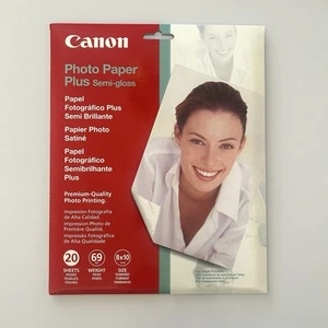 NEW Canon Photo Paper Plus Semi-Gloss Size Sheets 8”x10” Satin 69 lbs. 40 Sheets - Picture 1 of 3