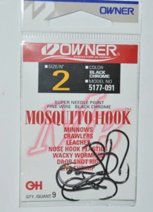 owner bass drop shot wacky minnow mosquito nose hook 5177-091 size 2 - Picture 1 of 1