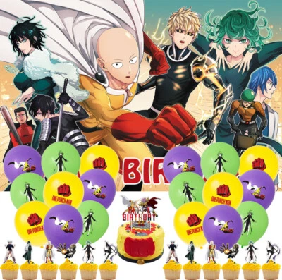 ONE PUNCH MAN Party Supplies Birthday Decoration Set Balloons Cake Topper Banner - Image 1 of 4