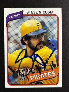 Tarjeta de béisbol Topps 1980 firmada por Steve Nicosia Pirates #519 autógrafo automático 2 - Imagen 1 de 2