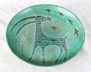 Plato/tazón de cerámica artística Henrik Clante verde MCM moderno de mediados de siglo raro Dinamarca - Imagen 1 de 12