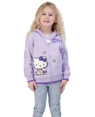 Hello Kitty Girl's Zip-up Hoodie Size 4 Character Zipper Pull NEW - Image 1 of 4