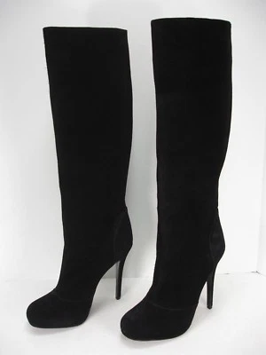 VERA WANG LAVENDER BLACK SUEDE PLATFORM PULL ON KNEE HIGH BOOTS WOMEN'S 8.5 M - Image 1 of 4