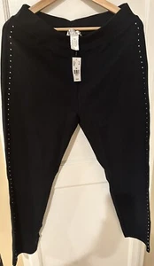 Women’s Leggings, D&D Lifestyle Petites Black Leggings W Studs on Side. Sz PM - Picture 1 of 2