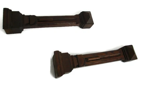 2 pieces Antique French Carved  Wood Pillars Reclaimed Architectural Trim Cover