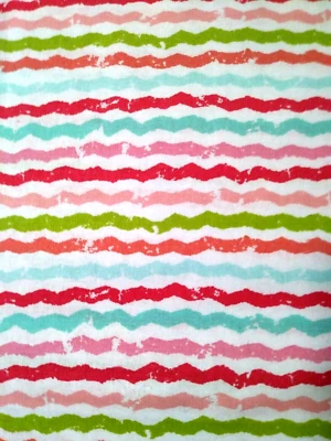 Tela de edredón Waverly ondulada a rayas coral aguamarina oliva 100 % algodón ~ 4+ yardas Foto 1 de 4