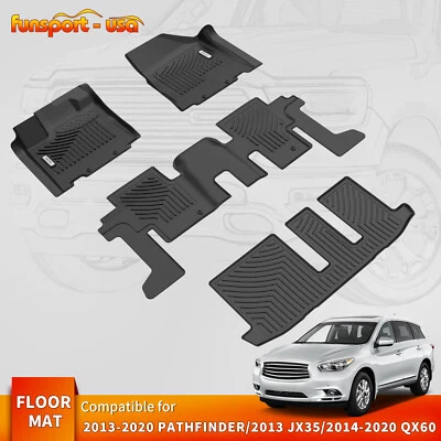 Floor Mats Cargo Liner for 2013-2020 Nissan Pathfinder TPE Rubber All Weather Foto 1 de 4